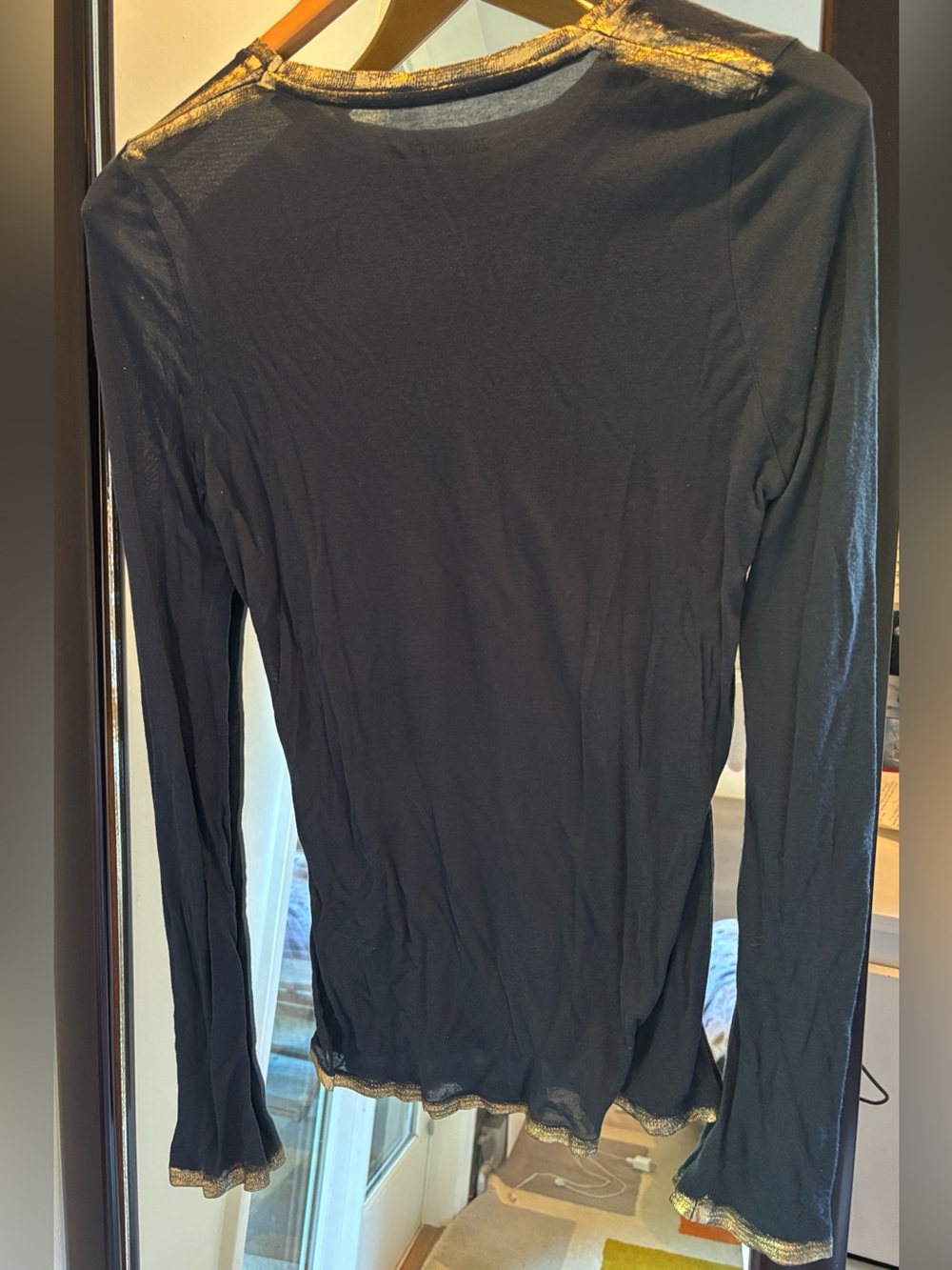 Navy sheer Zadig & Voltaire long sleeve top - Picture 2 of 3